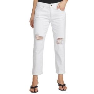 Numero  Distressed White Cropped Jeans